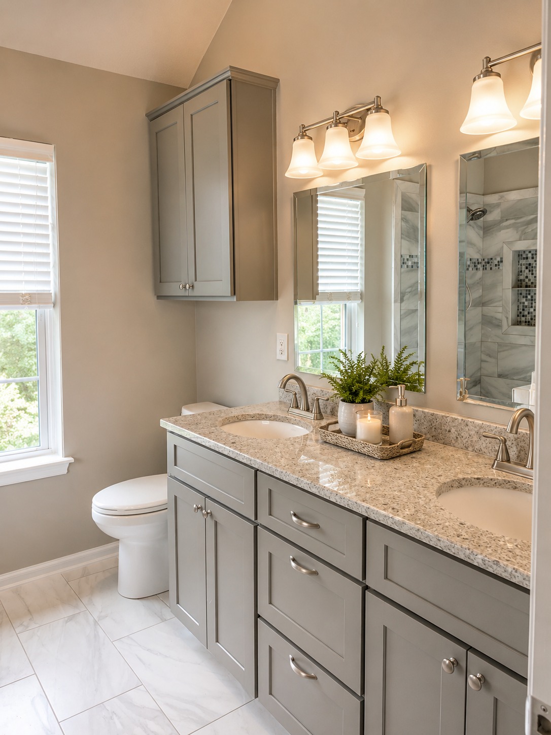 Gray vanity bathroom remodel